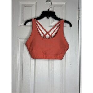 Qib Medium Sports Bra Coral Red Crisscross Strappy Back Activewear